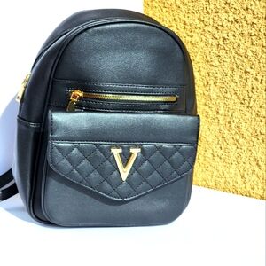 AR New York Women's Black Vegan Faux Leather Stylish Backpack